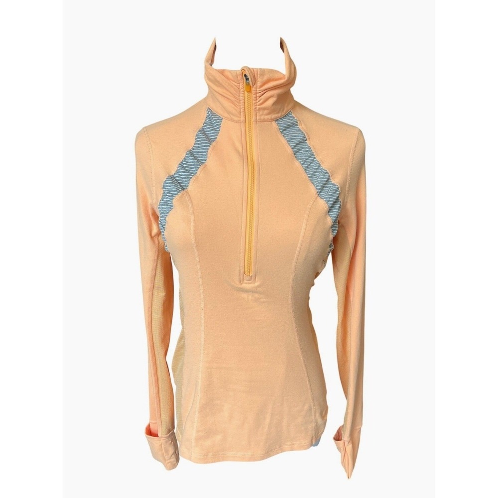 Lululemon Womens Swifty Tech 1/2‎ Zip Running Top Size 6 Orange Quarter Zip
